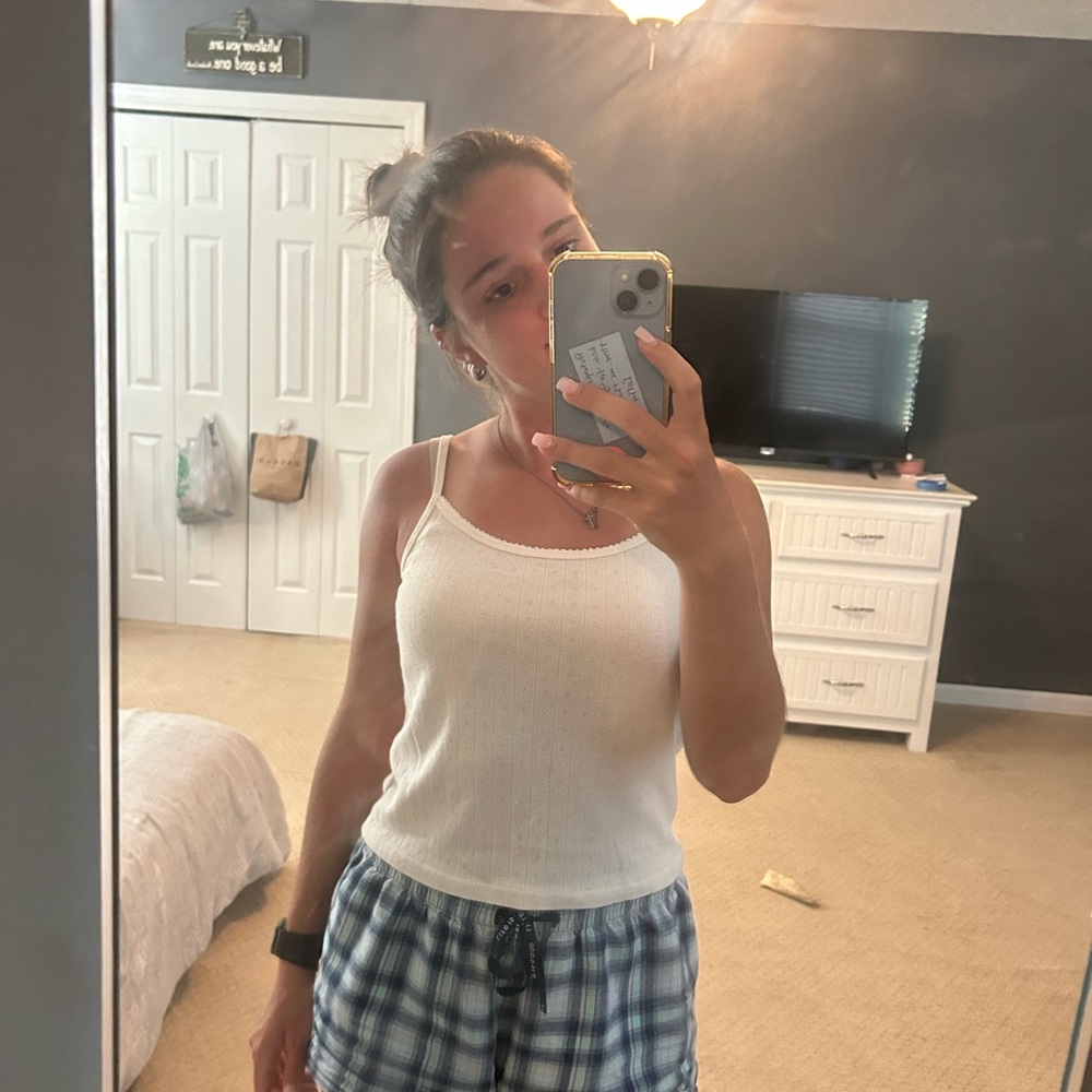 Cream Ribbed Tank Top